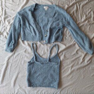 Jessica Simpson Powder Blue Fuzzy Cardigan and Tank set - Small